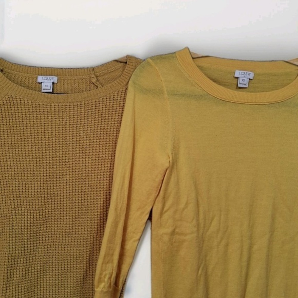 Lot Of 2 XS J.Crew Tippi sweater Golden Chartreuse & XS Merino Wool Blend